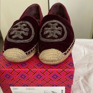 Paid or tory burch espadrilles.